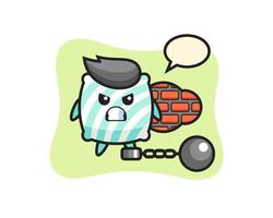 Character mascot of pillow as a prisoner vector