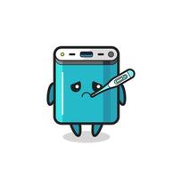 power bank mascot character with fever condition vector