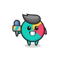 mascota de personaje de gráfico como reportero de noticias. vector