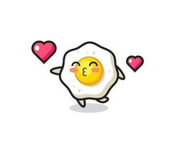 fried egg character cartoon with kissing gesture vector