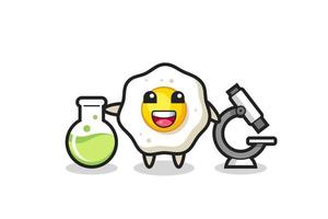 Mascot character of fried egg as a scientist vector