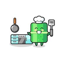 bamboo character illustration as a chef is cooking vector