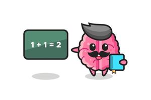 Illustration of brain character as a teacher vector