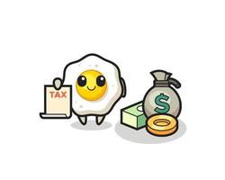 Character cartoon of fried egg as a accountant vector