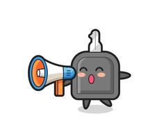 car key character illustration holding a megaphone vector