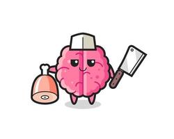 Illustration of brain character as a butcher vector