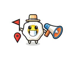 Character cartoon of fried egg as a tour guide vector