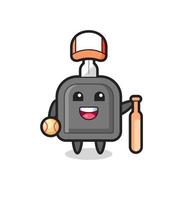 Cartoon character of car key as a baseball player vector