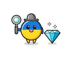 Illustration of ukraine flag badge character with a diamond vector