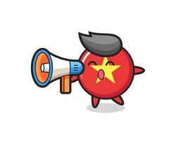 vietnam flag badge character illustration holding a megaphone vector