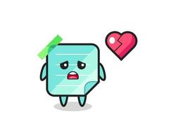 sticky notes cartoon illustration is broken heart vector