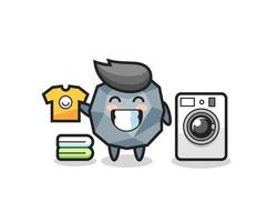 Mascot cartoon of stone with washing machine vector