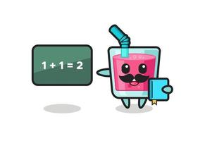 Illustration of strawberry juice character as a teacher vector