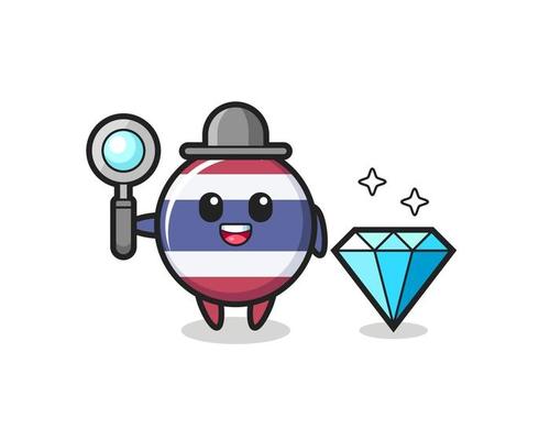Illustration of thailand flag badge character with a diamond