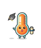 Illustration of thermometer cartoon throwing the hat at graduation vector