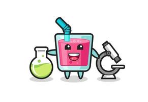 Mascot character of strawberry juice as a scientist vector