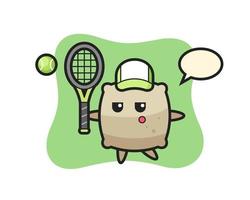 Cartoon character of sack as a tennis player vector