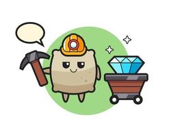 Character Illustration of sack as a miner vector