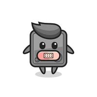 Cartoon Illustration of safe box with tape on mouth vector