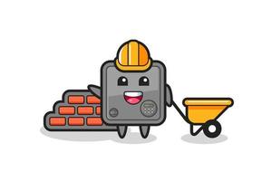 Cartoon character of safe box as a builder vector