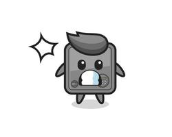 safe box character cartoon with shocked gesture vector