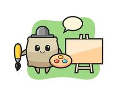 Illustration of sack mascot as a painter vector