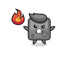 safe box character cartoon with angry gesture vector