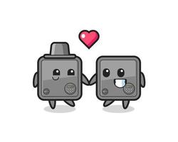 safe box cartoon character couple with fall in love gesture vector