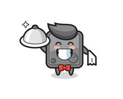 Character mascot of safe box as a waiters vector