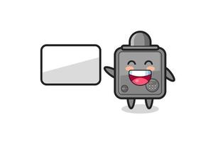 safe box cartoon illustration doing a presentation vector