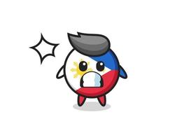 philippines flag badge character cartoon with shocked gesture vector