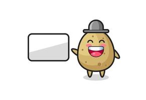 potato cartoon illustration doing a presentation vector