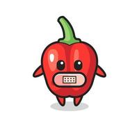 Cartoon Illustration of red bell pepper with tape on mouth vector