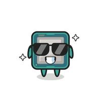 Cartoon mascot of processor with cool gesture vector