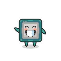 processor cartoon character doing wave hand gesture vector