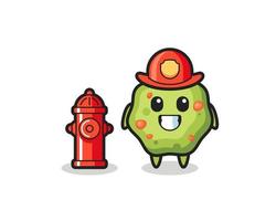 Mascot character of puke as a firefighter vector