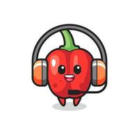 Cartoon mascot of red bell pepper as a customer service vector