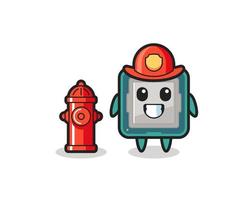 Mascot character of processor as a firefighter vector