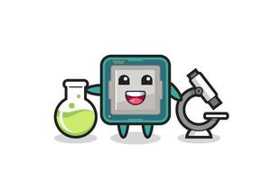 Mascot character of processor as a scientist vector