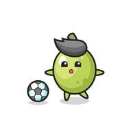Illustration of olive cartoon is playing soccer vector