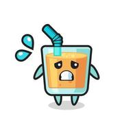 orange juice mascot character with afraid gesture vector