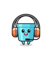 Cartoon mascot of plastic bucket as a customer service vector