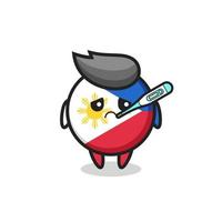 philippines flag badge mascot character with fever condition vector