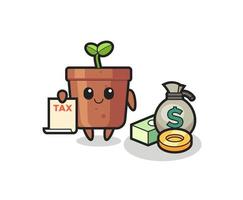 Character cartoon of plant pot as a accountant vector