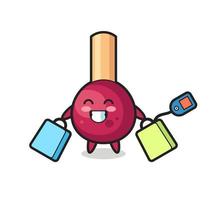 matches mascot cartoon holding a shopping bag vector