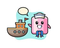 Character mascot of marshmallow as a sailor man vector