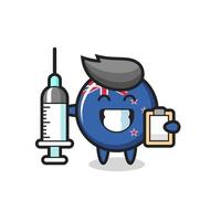 Mascot Illustration of new zealand flag badge as a doctor vector