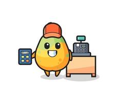 Illustration of papaya character as a cashier vector