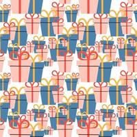 Cartoon holiday boxes with bows. seamless pattern. vector