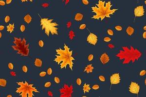 Autumn seamless pattern background with falling leaves. vector